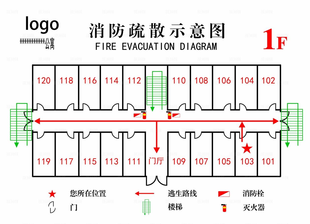 公寓消防疏散图 逃生图图片