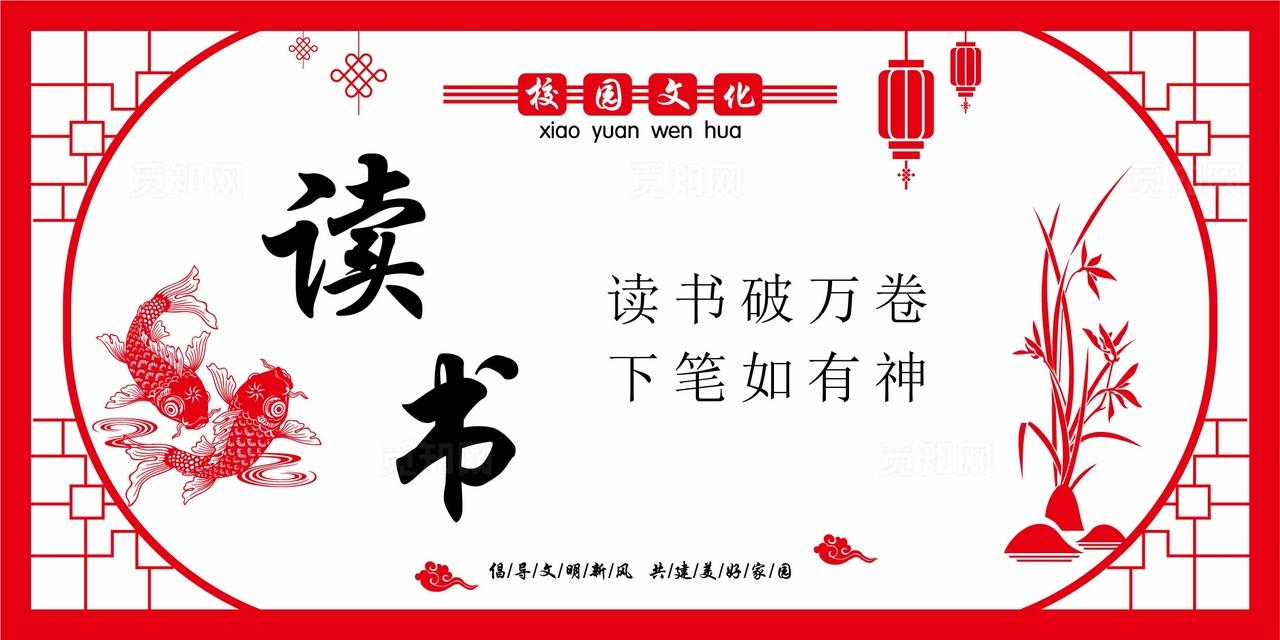 读书文化学校励志教室文化墙图片