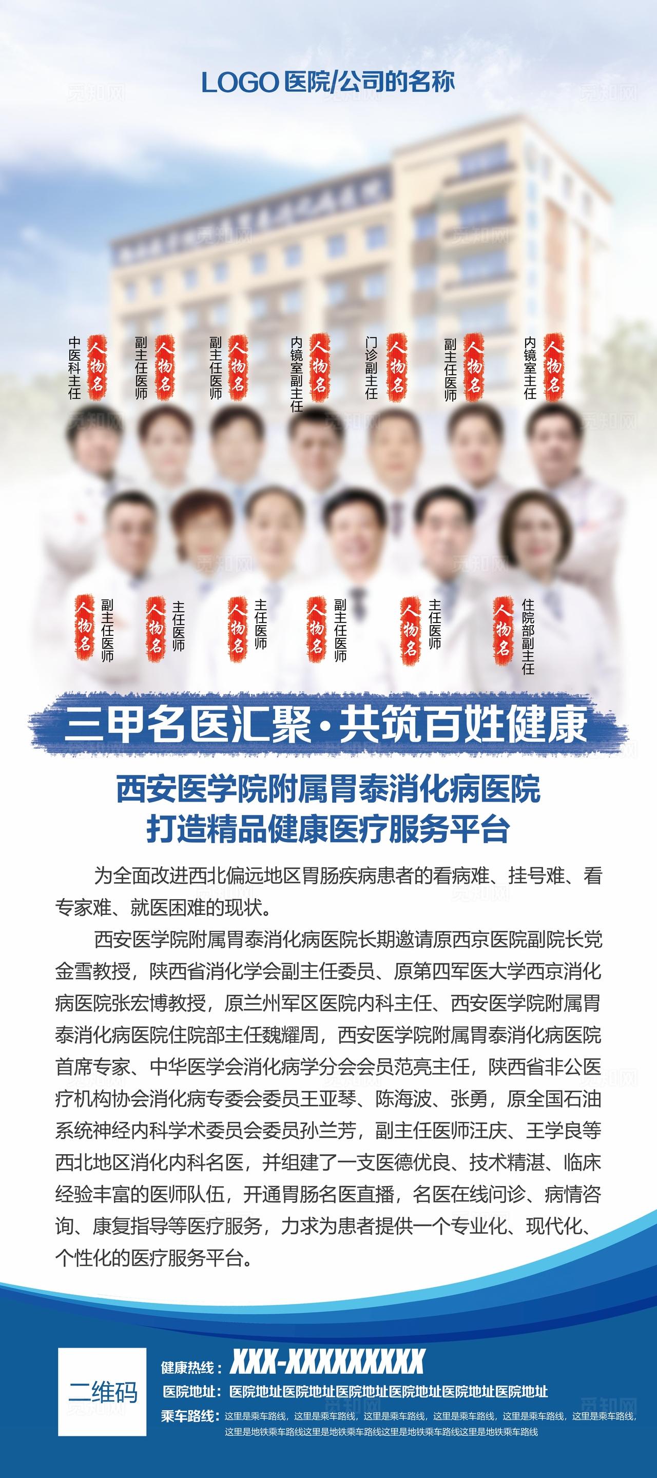 医院医生专家形象展示展架展板图片