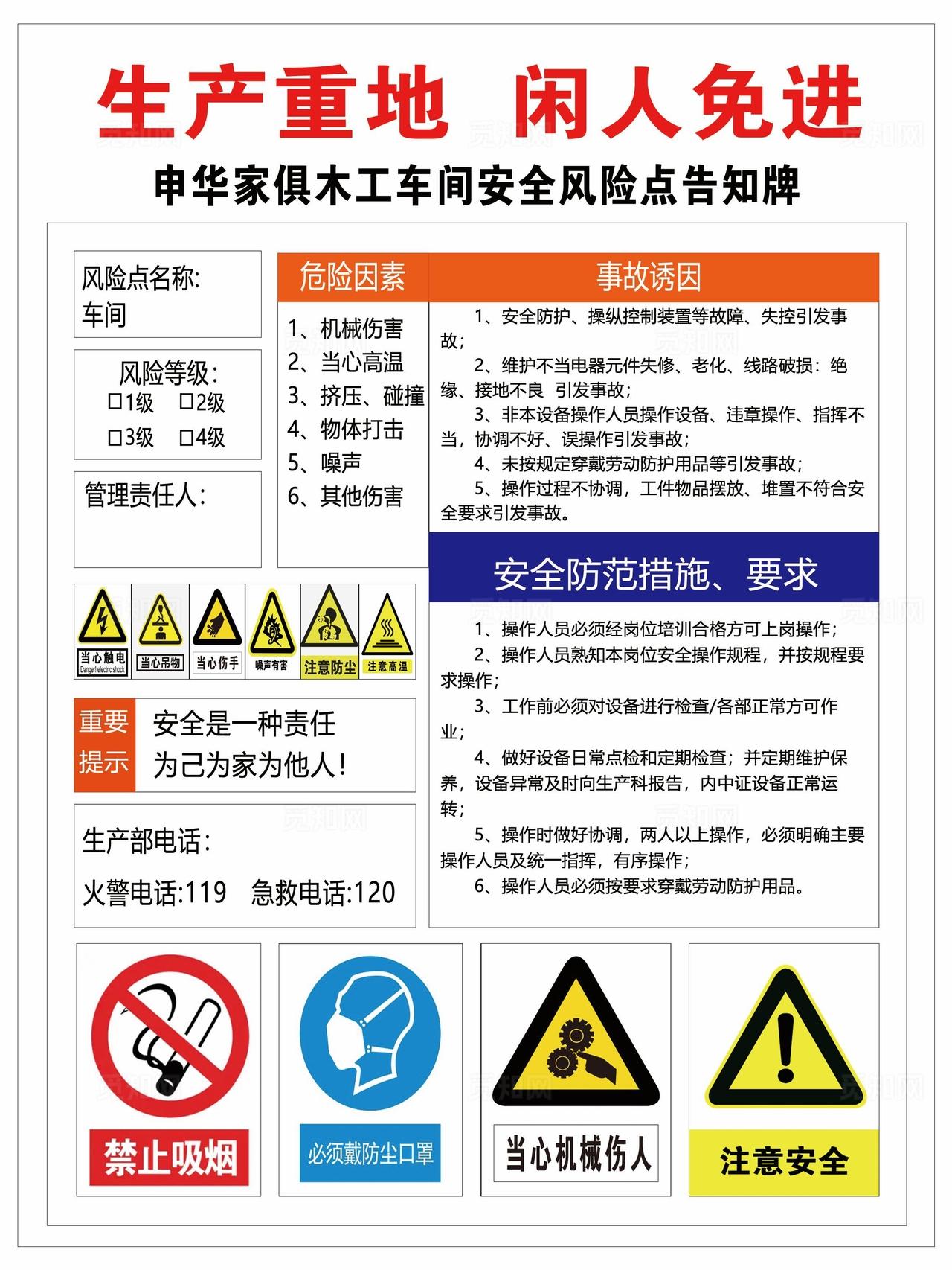 家具厂风险点告知牌 图片
