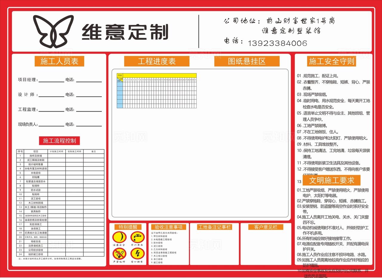 装修施工定制进度流程表图片