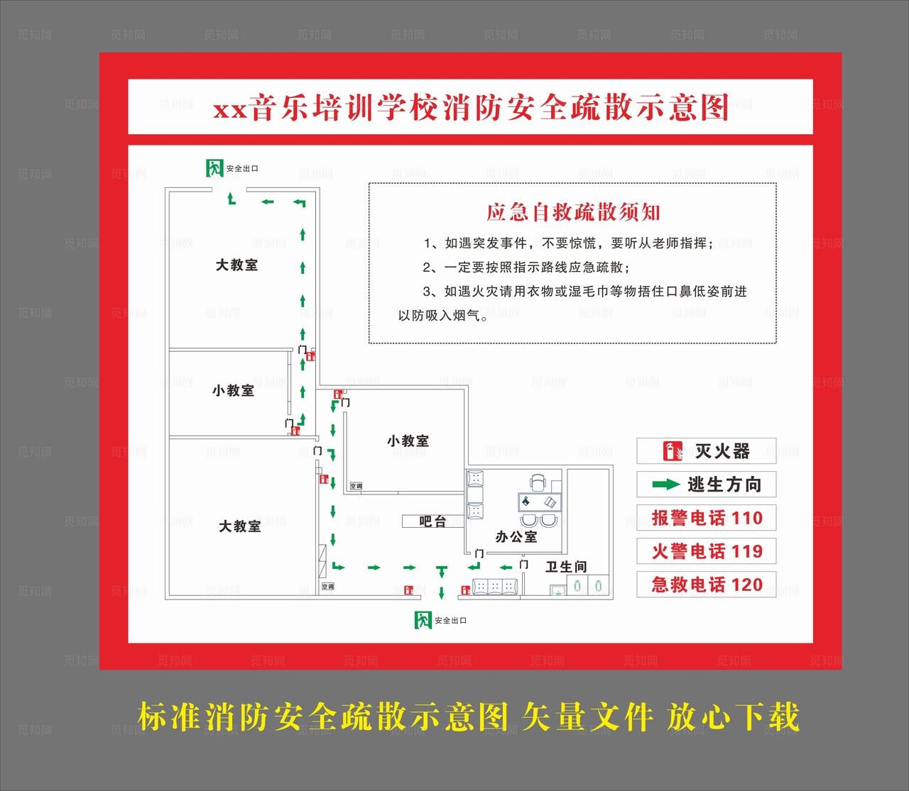 标准消防安全疏散图图片