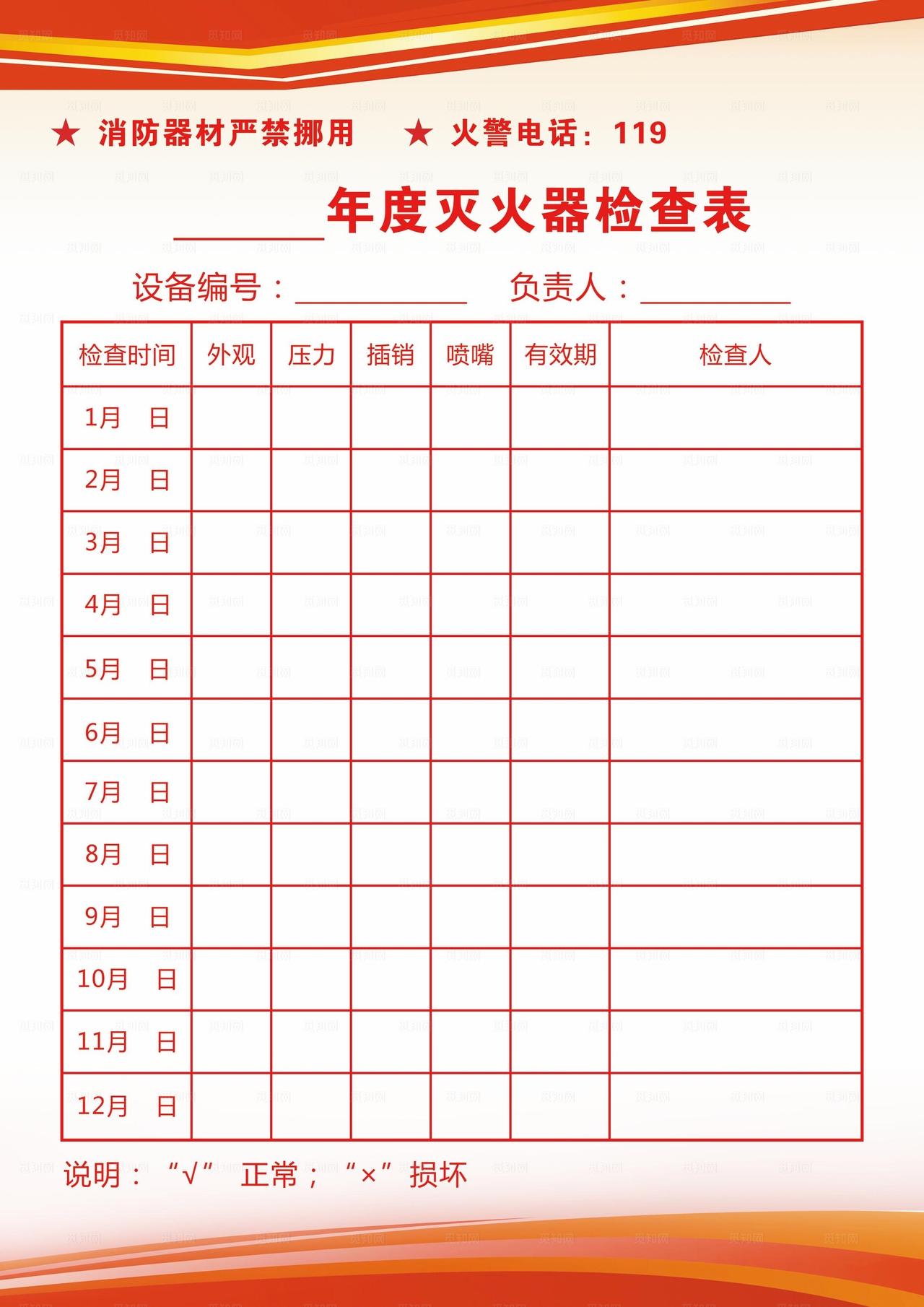 灭火器检查表图片