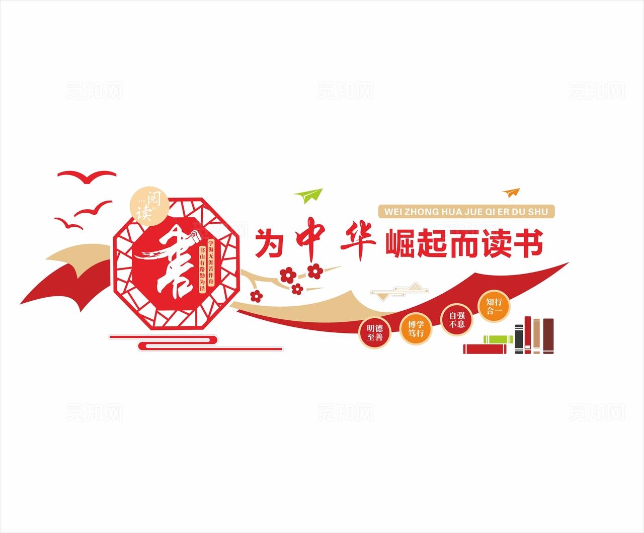 为中华之崛起而读书形象墙图片