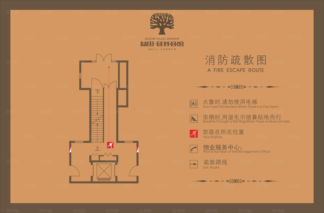 消防疏散图矢量图片