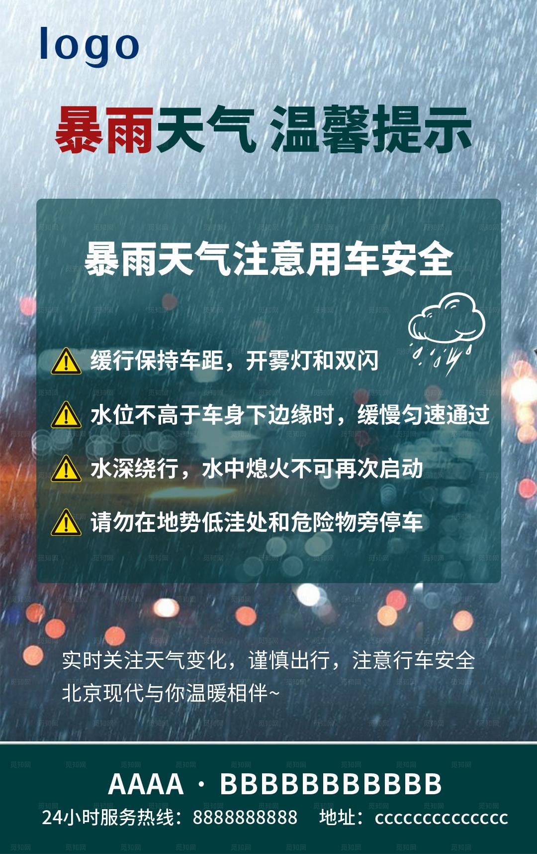 暴雨天气 温馨提示图片