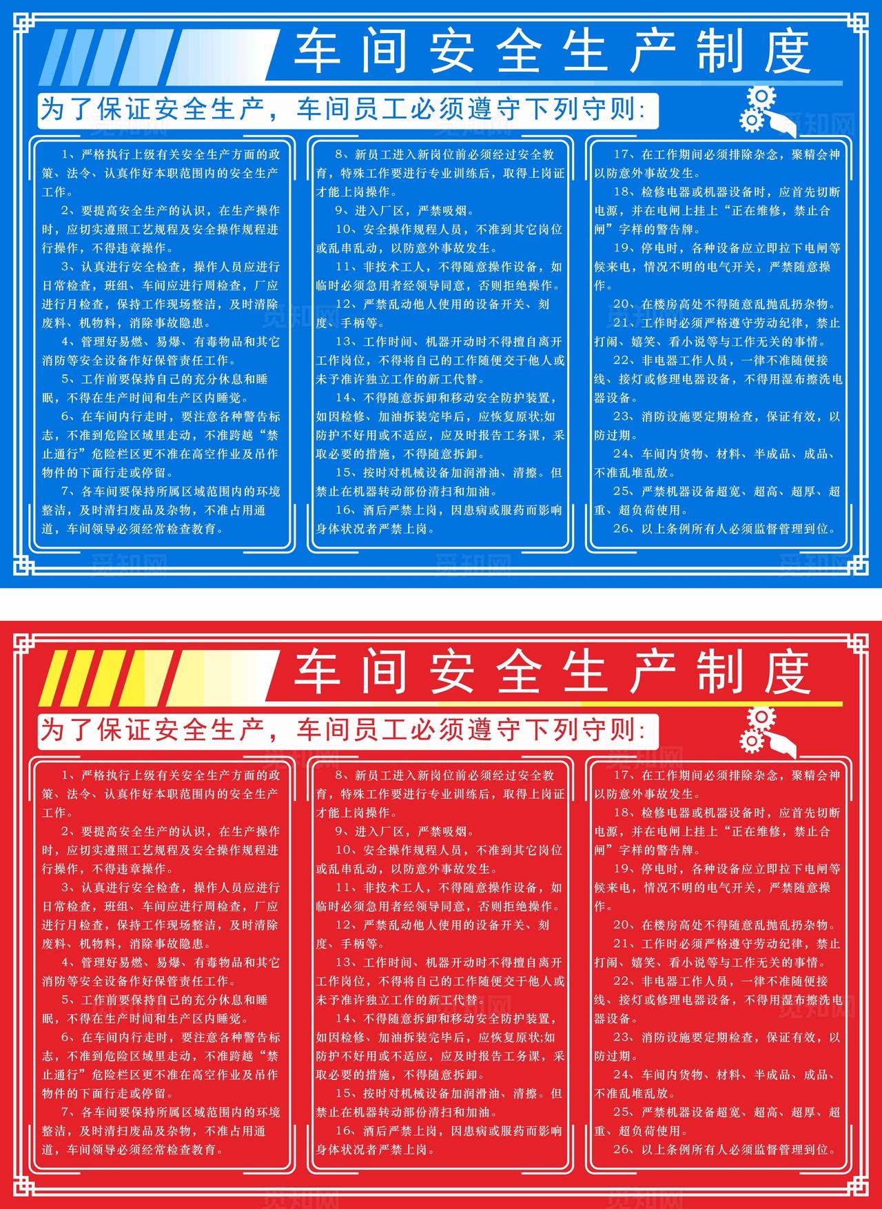 家具厂车间安全生产制度牌图片