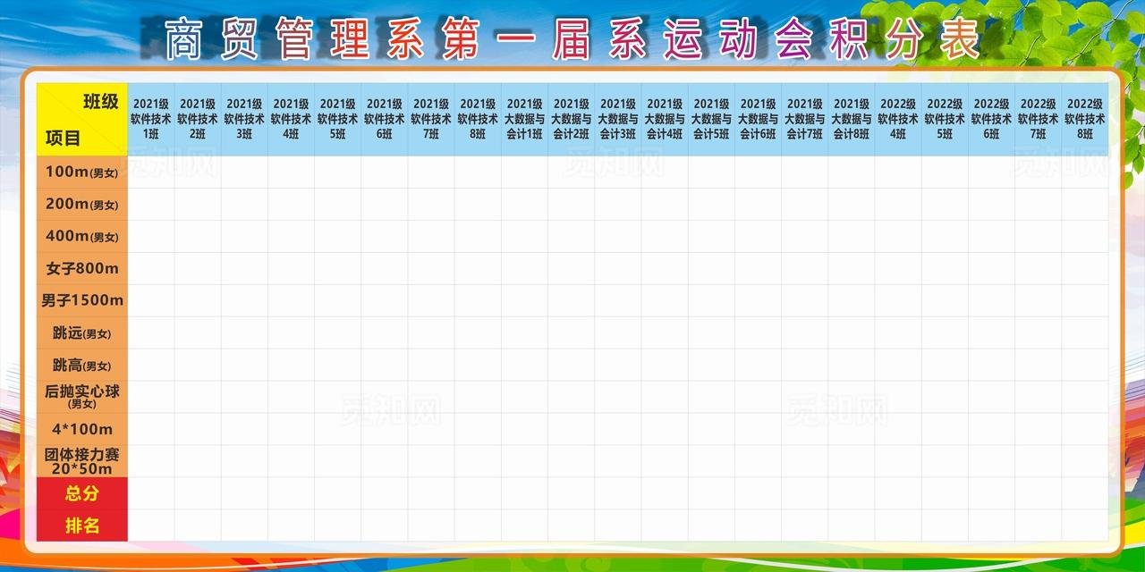 运动会积分表图片