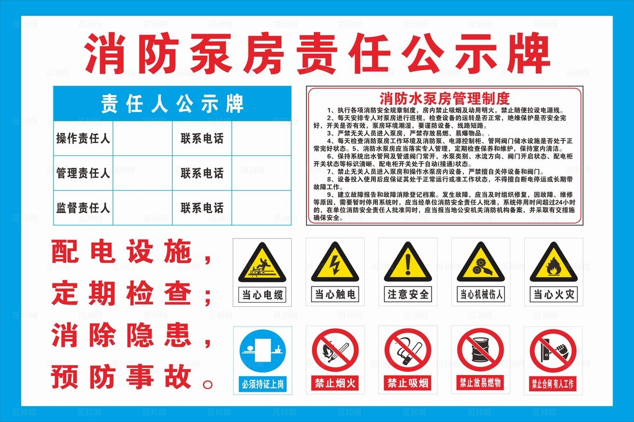 消防泵房责任公示牌图片