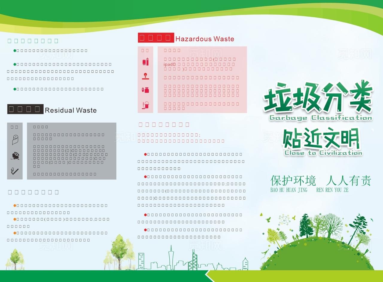 垃圾分类三折页图片