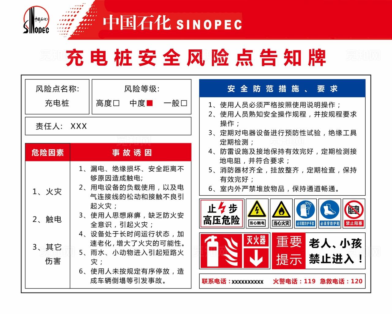 充电桩安全风险点告知牌图片