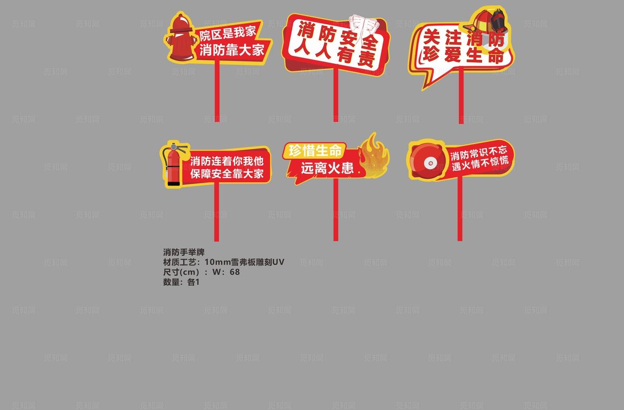 消防手举牌异形牌宣传标语图片