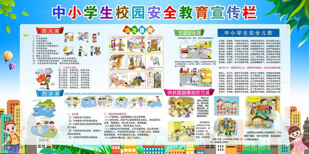 校园安全教育学生消防海报宣传栏图片