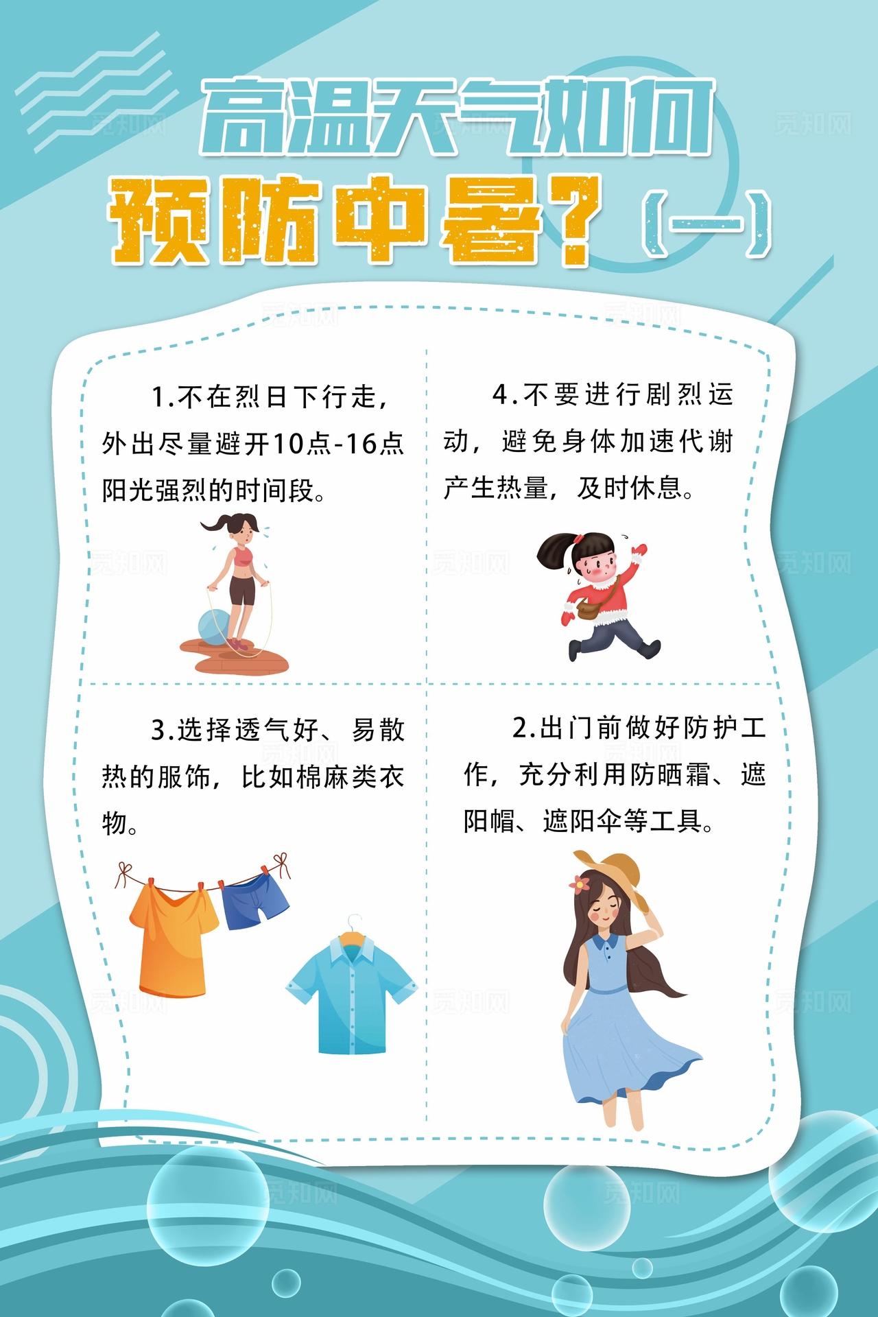 高温天气如何预防中暑海报图片
