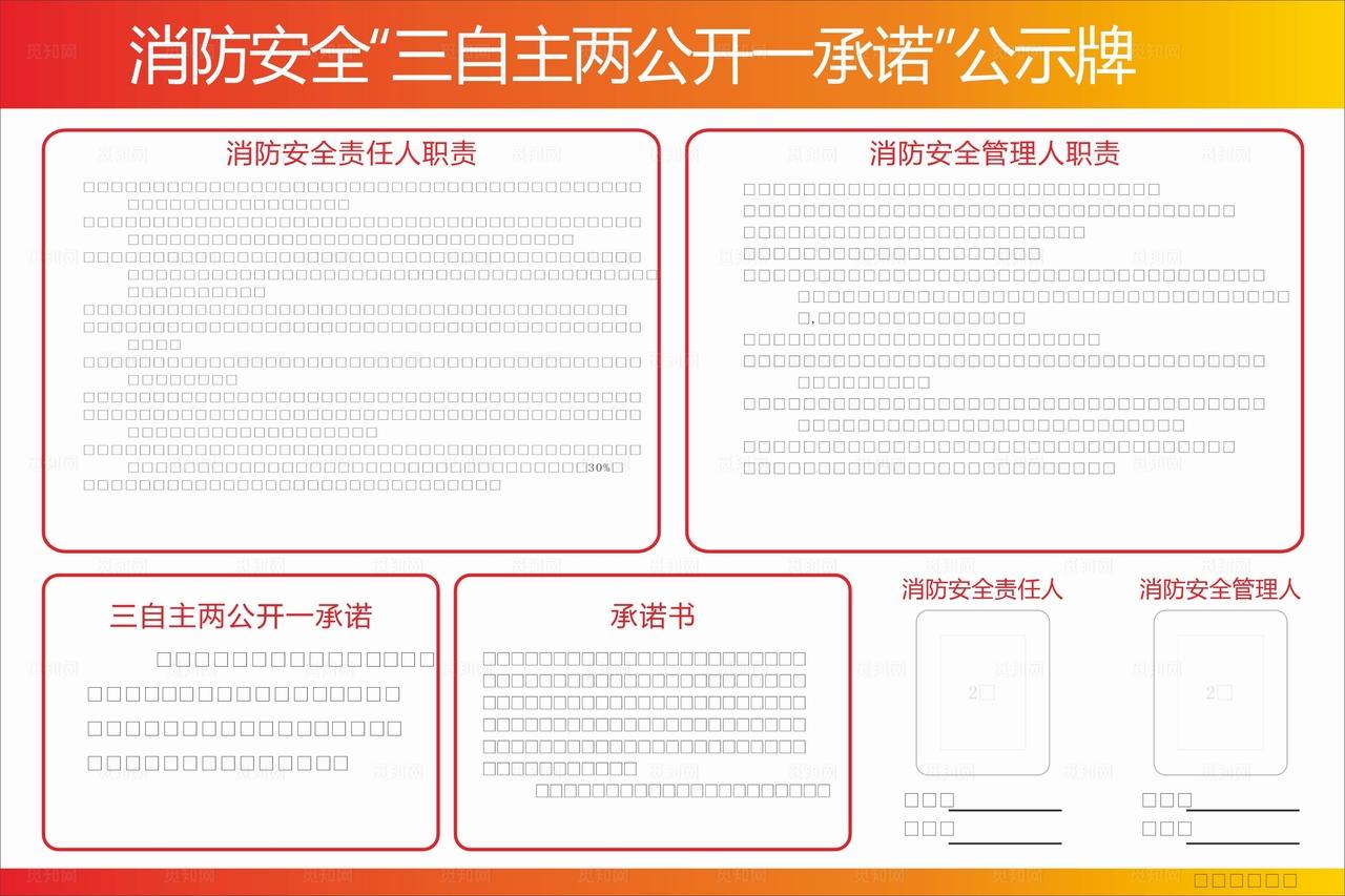 消防安全三自主两公开一承诺图片