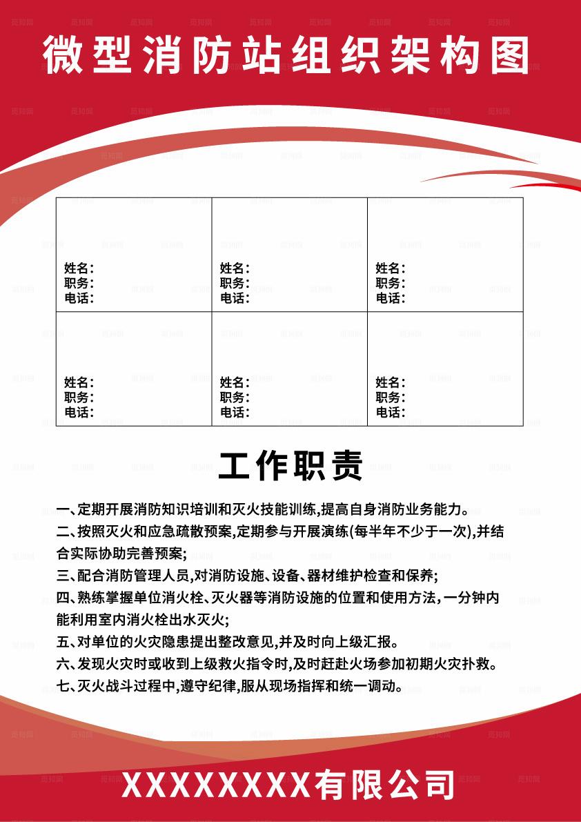 微型消防站组织架构图广告制度牌图片