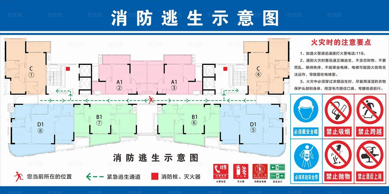 消防逃生示意图 图片