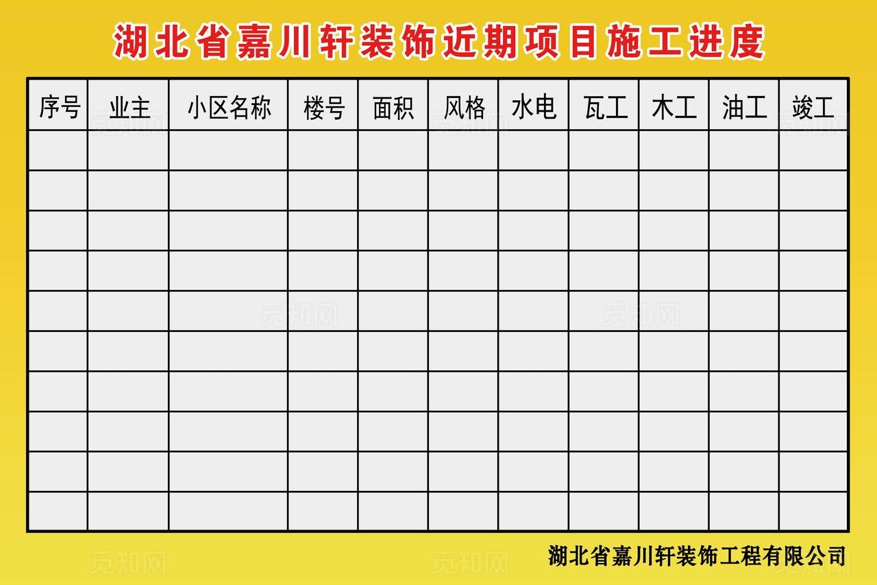 装修施工进度板图片