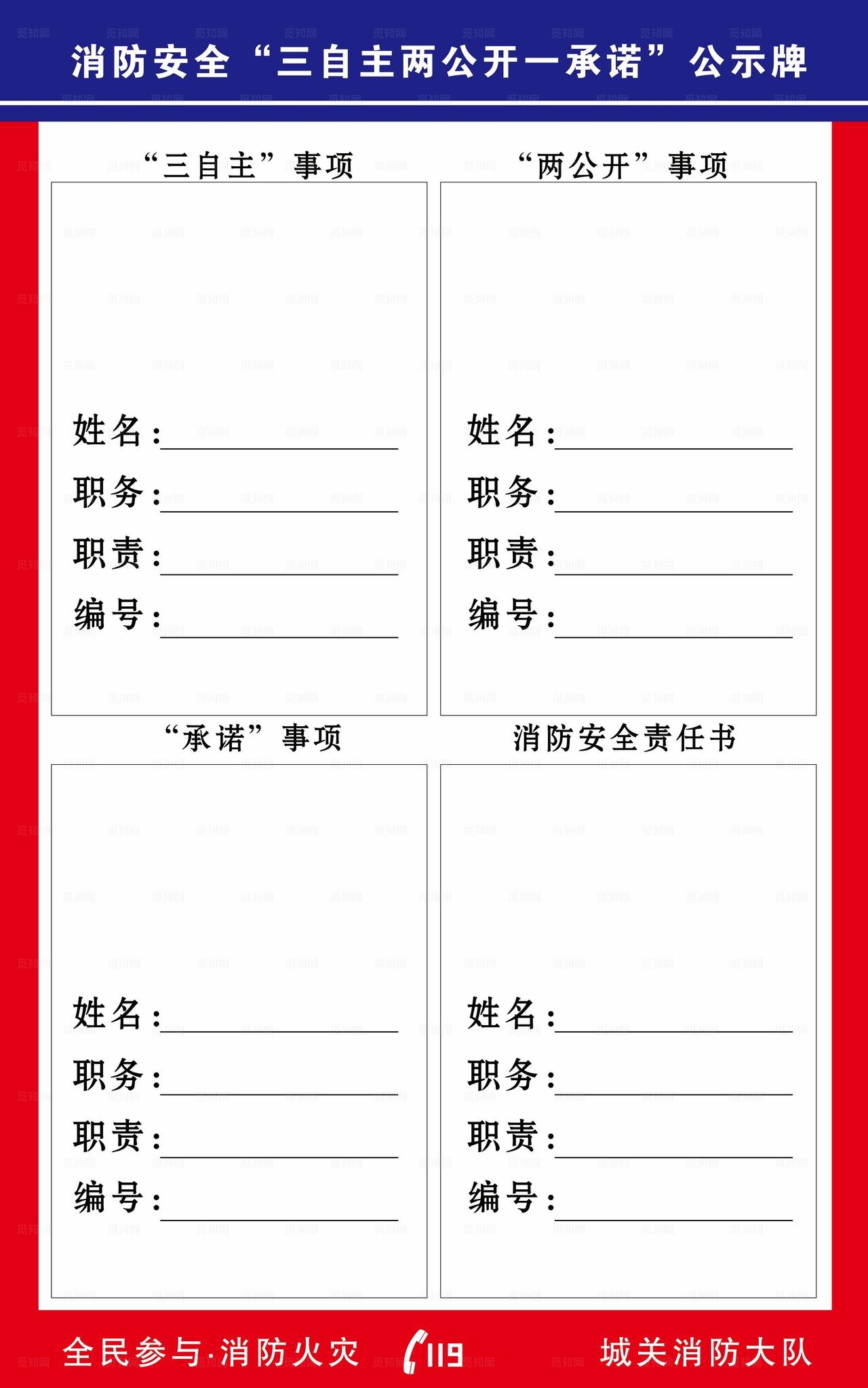 消防安全三自主两公开公示牌图片