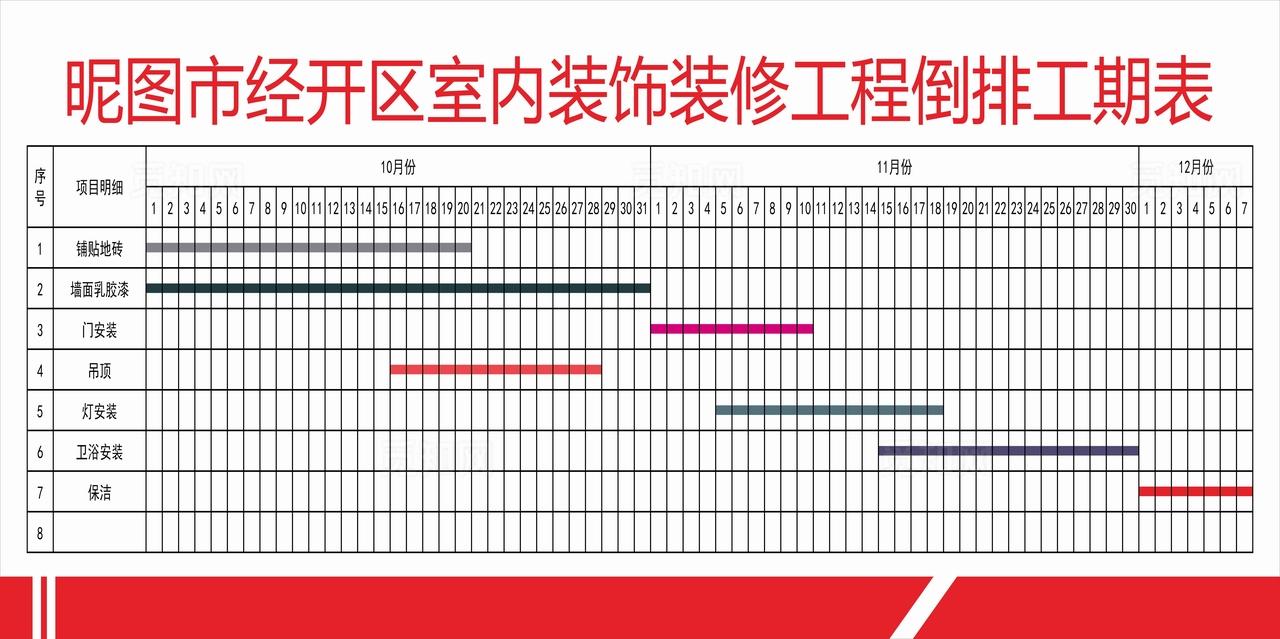 倒排工期表进度表图片