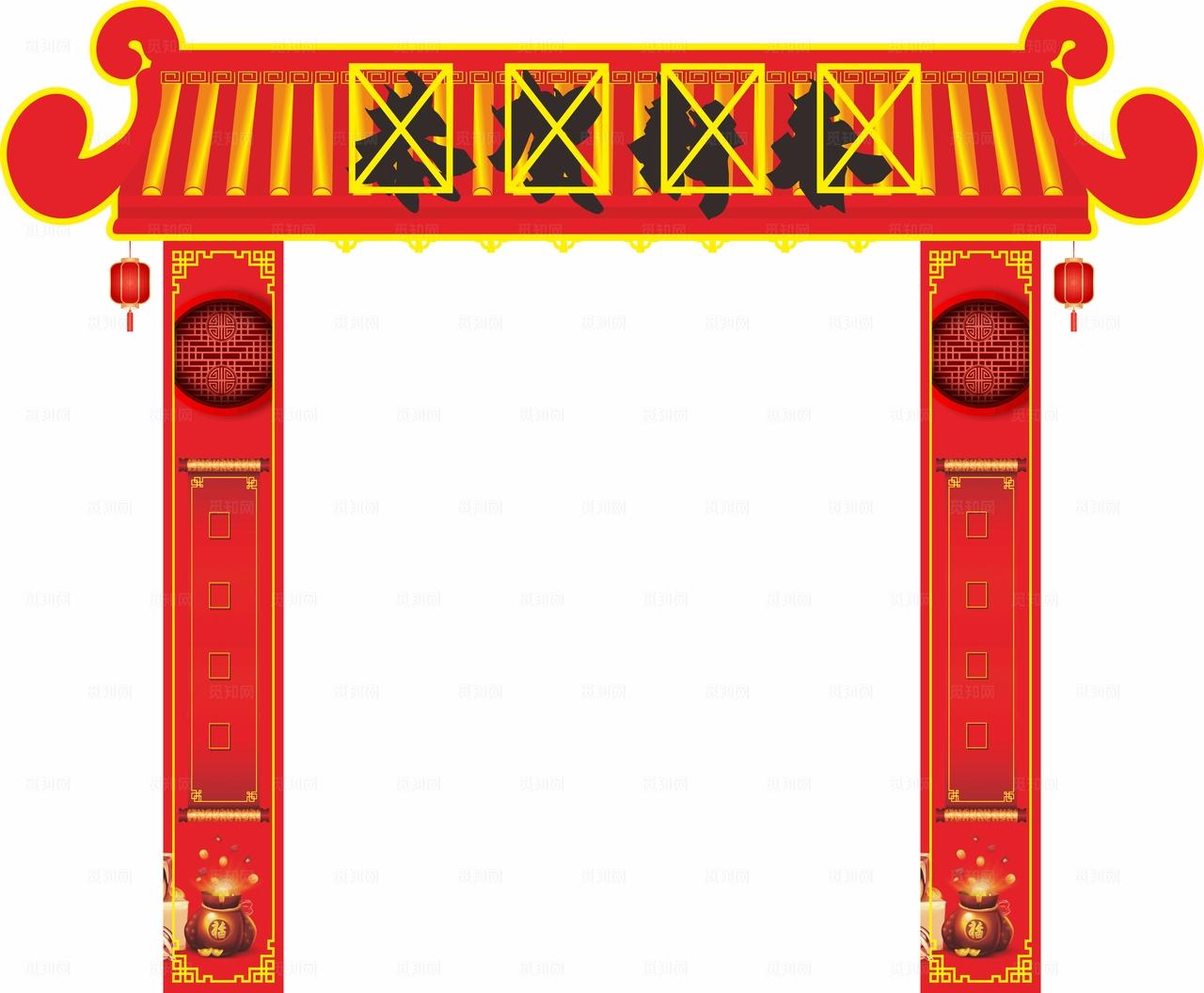 喜庆超市门头造型图片