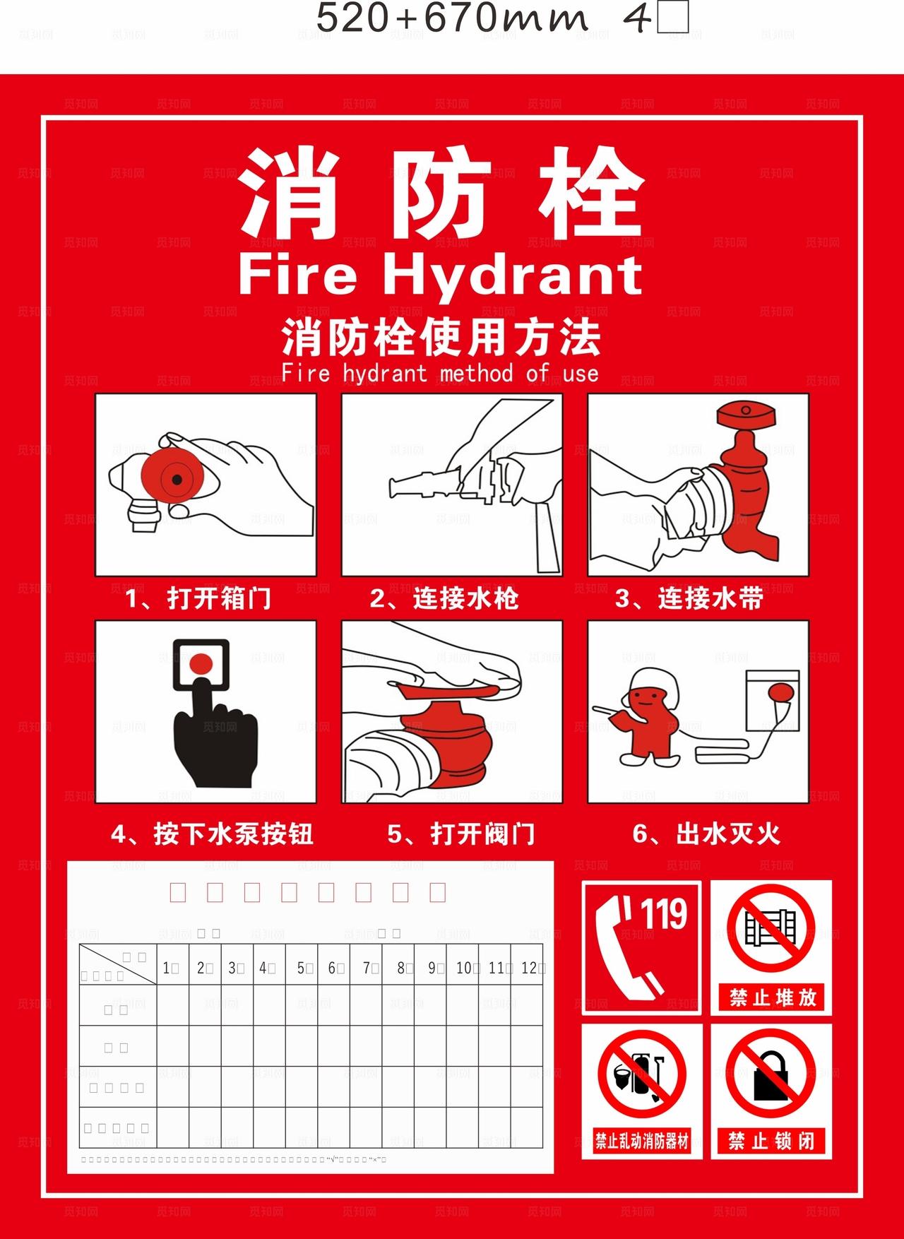 消防栓使用方法海报图片