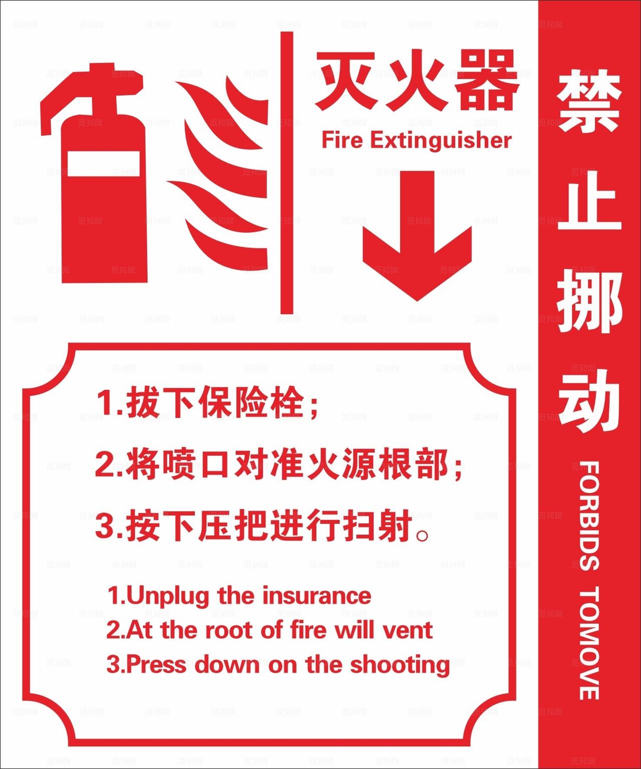 矢量灭火器提示贴图片