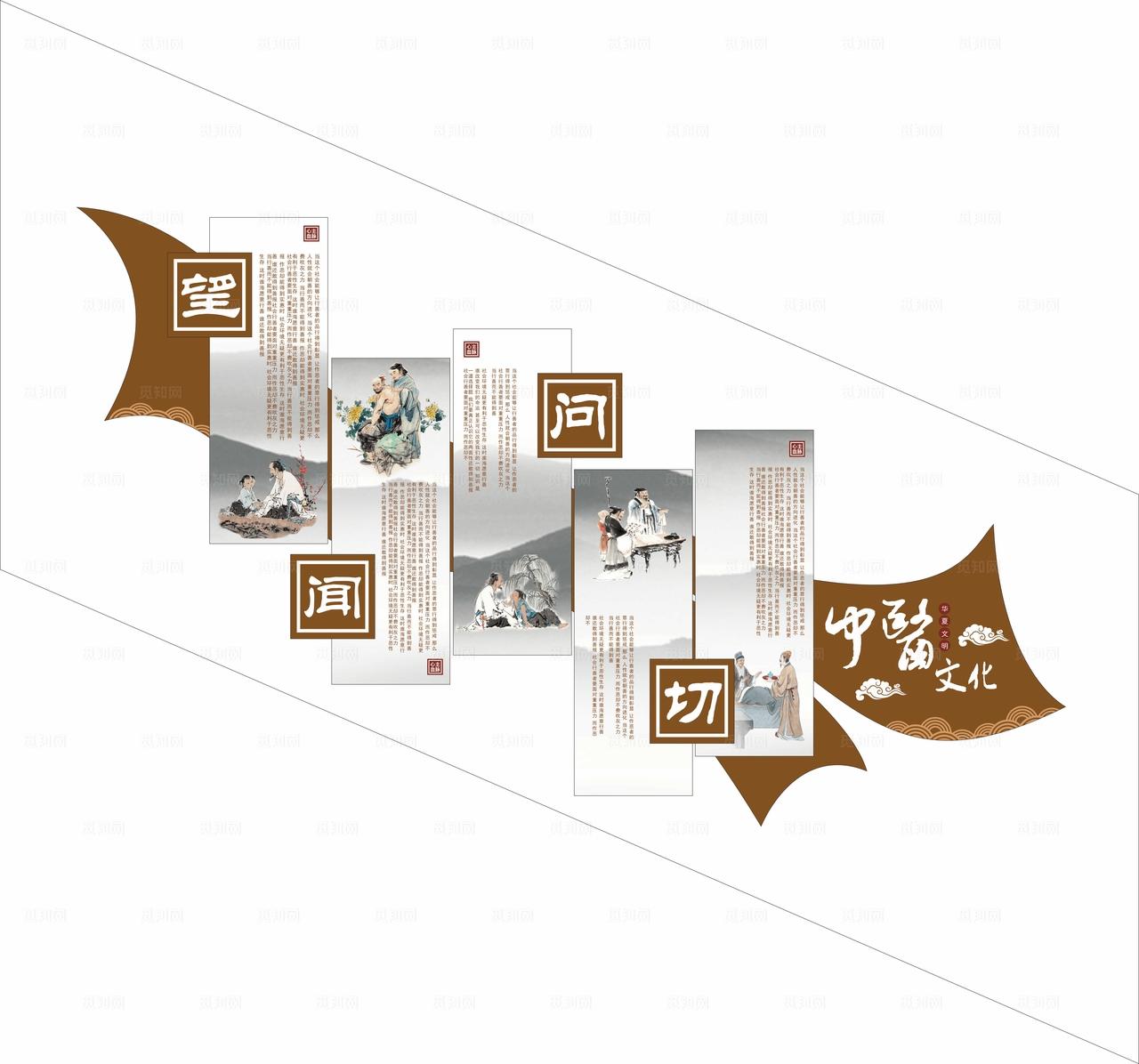 中医中式楼道文化墙图片