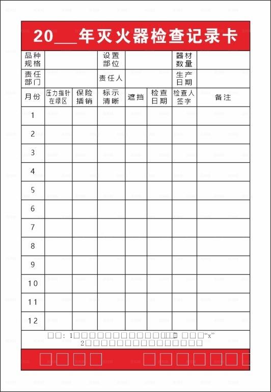 灭火器检查记录卡图片