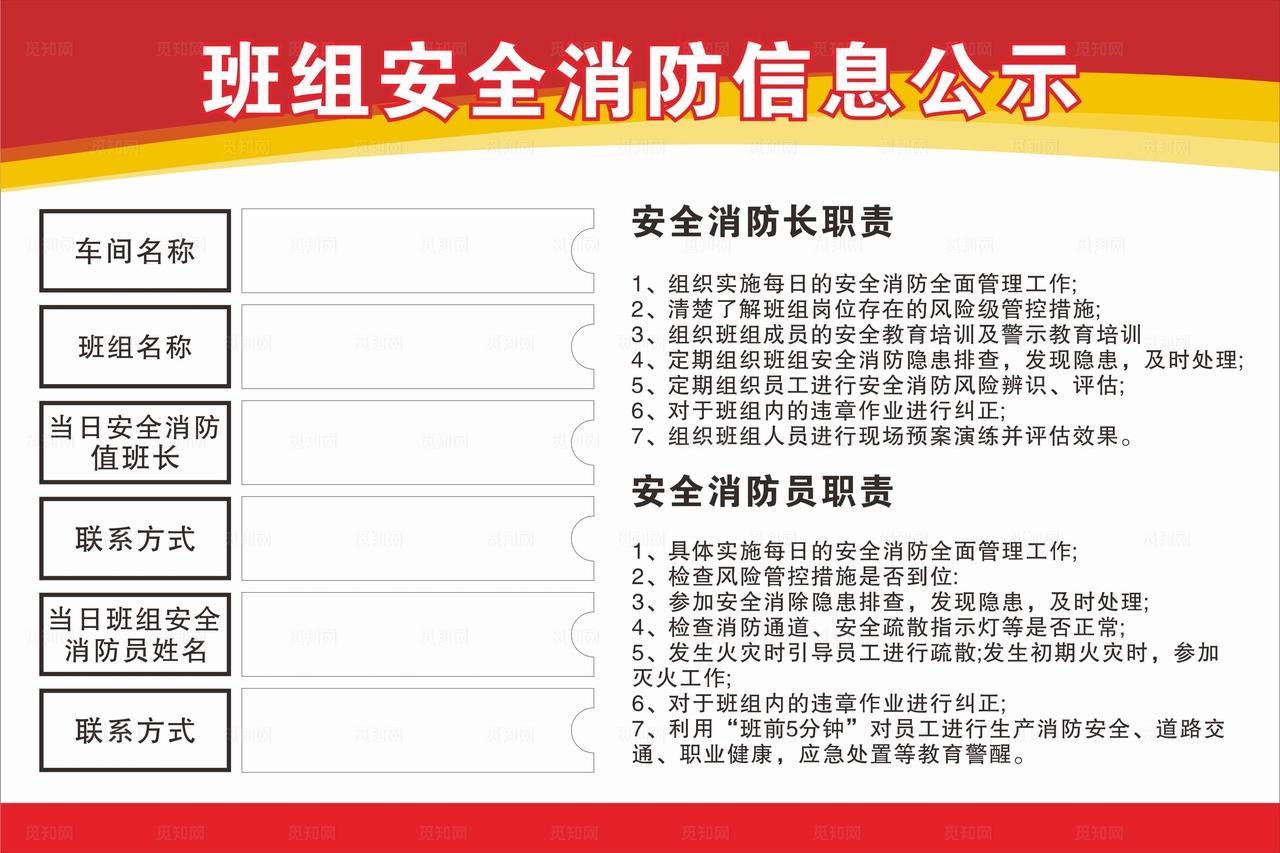 班组安全消防公示图片