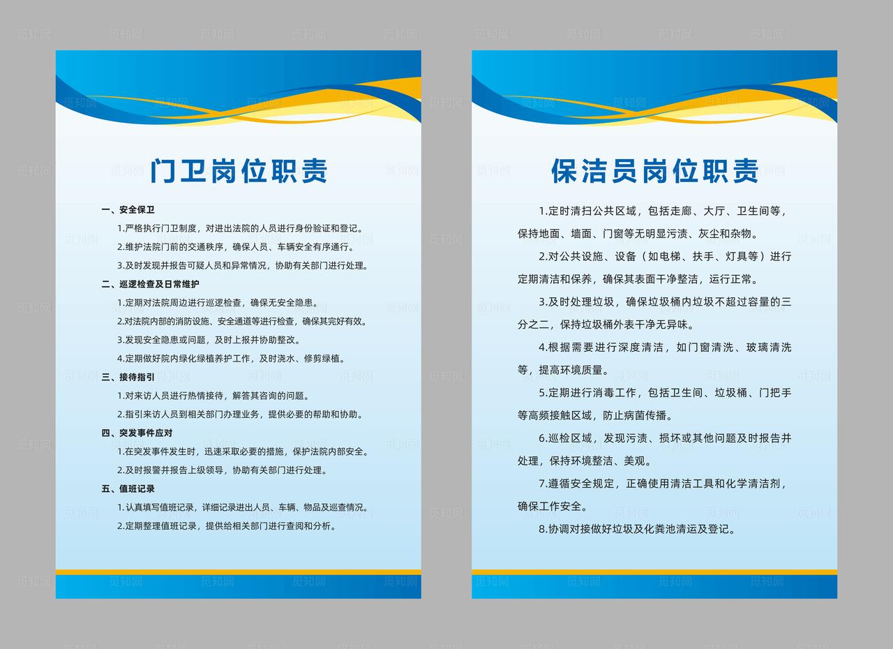 门卫制度保洁制度图片