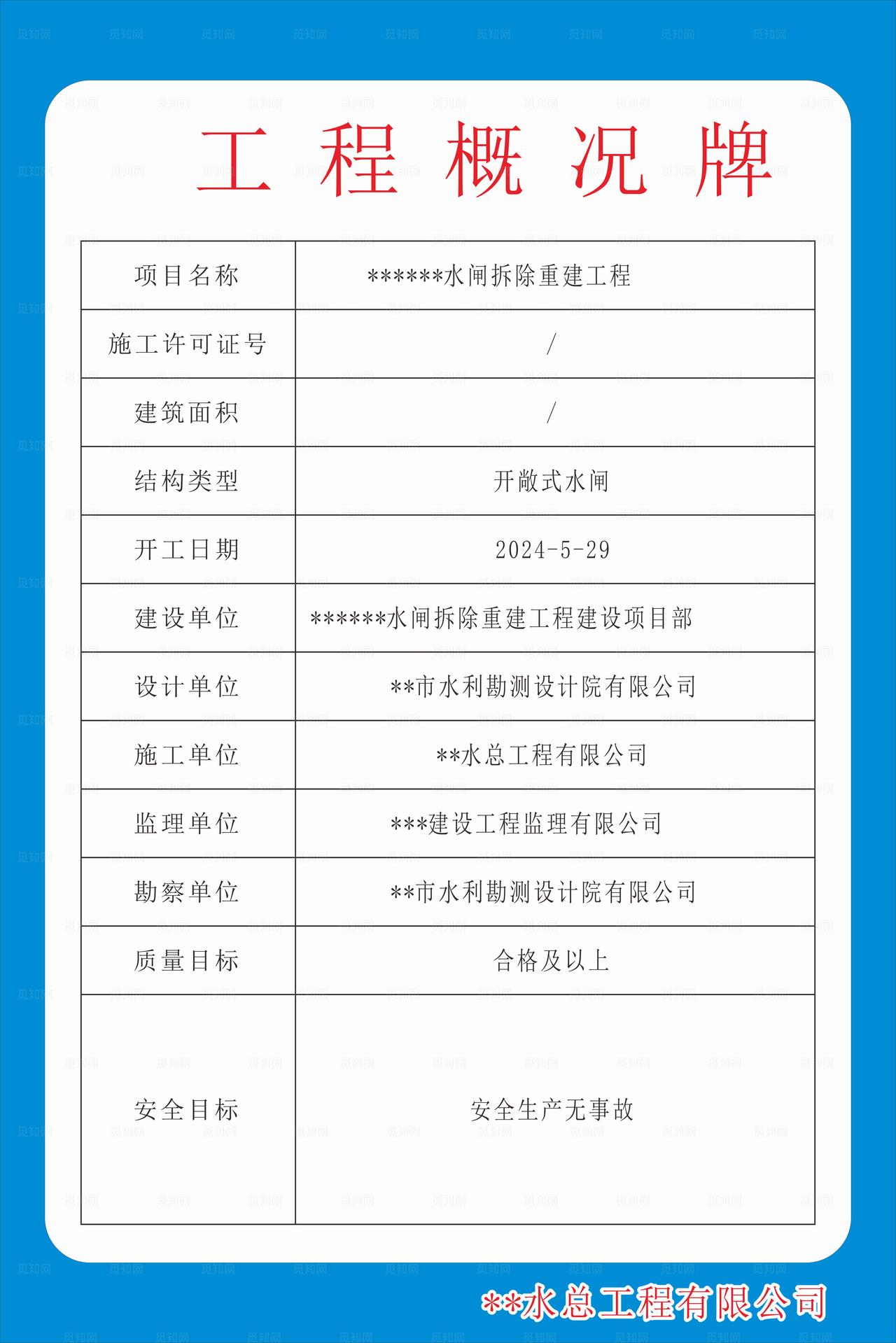 工程概况牌  展板图片