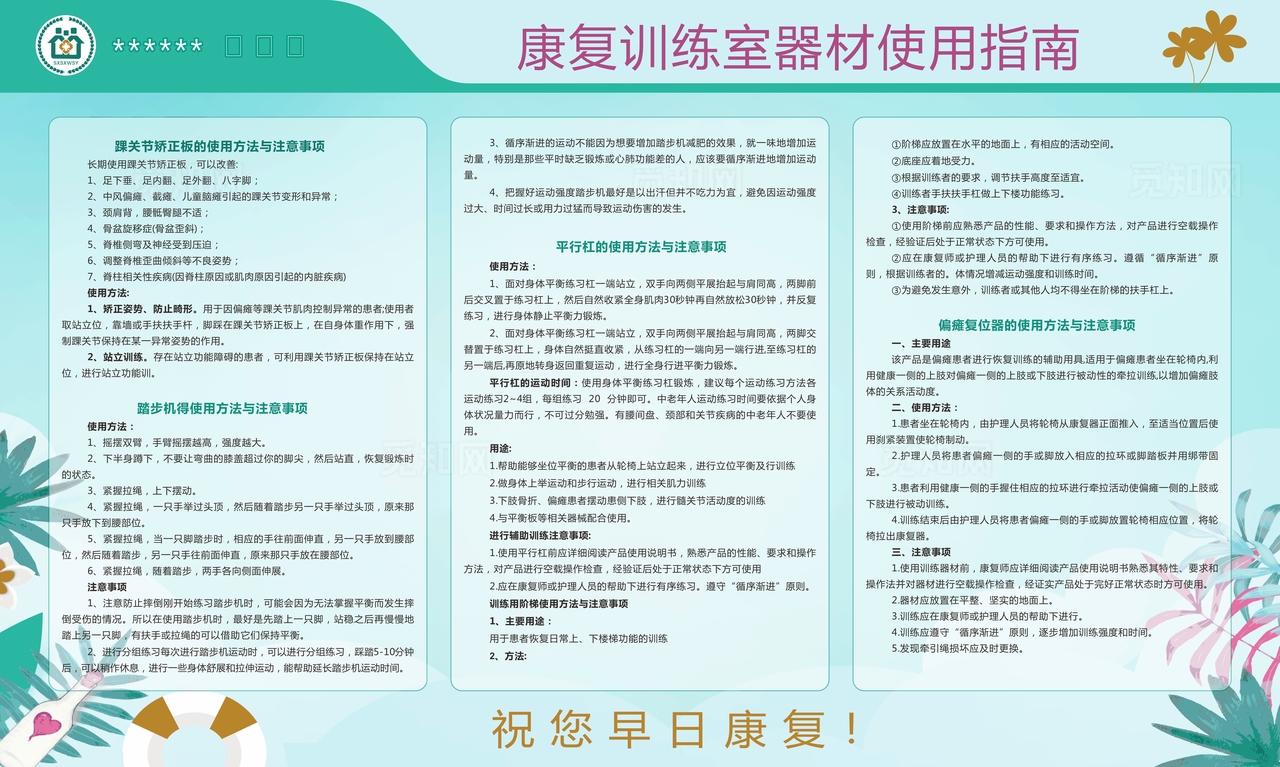 康复训练室器材使用指南图片