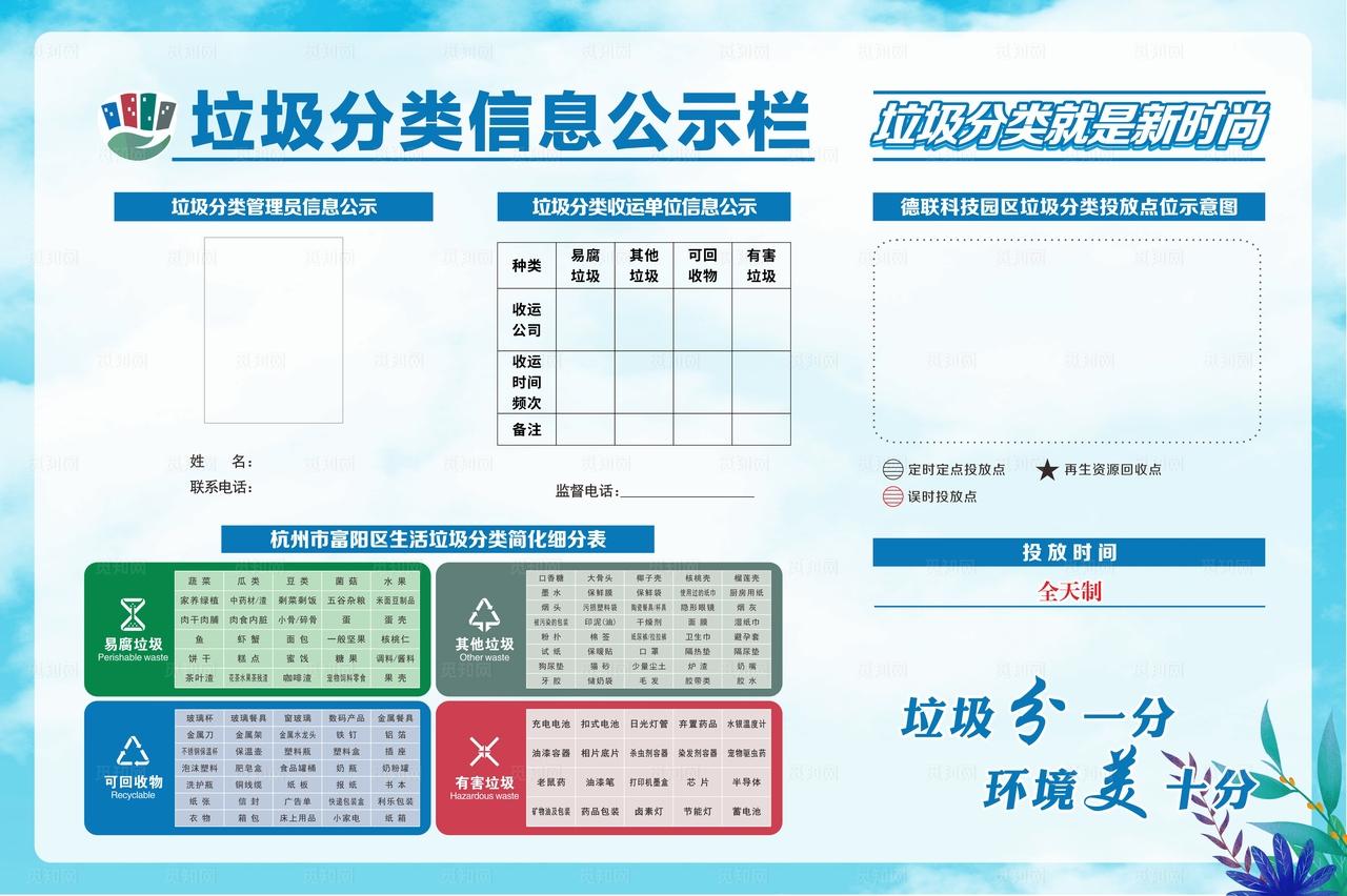 垃圾分类信息公示栏图片