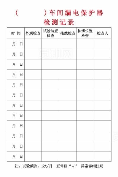 漏电保护器检测记录图片
