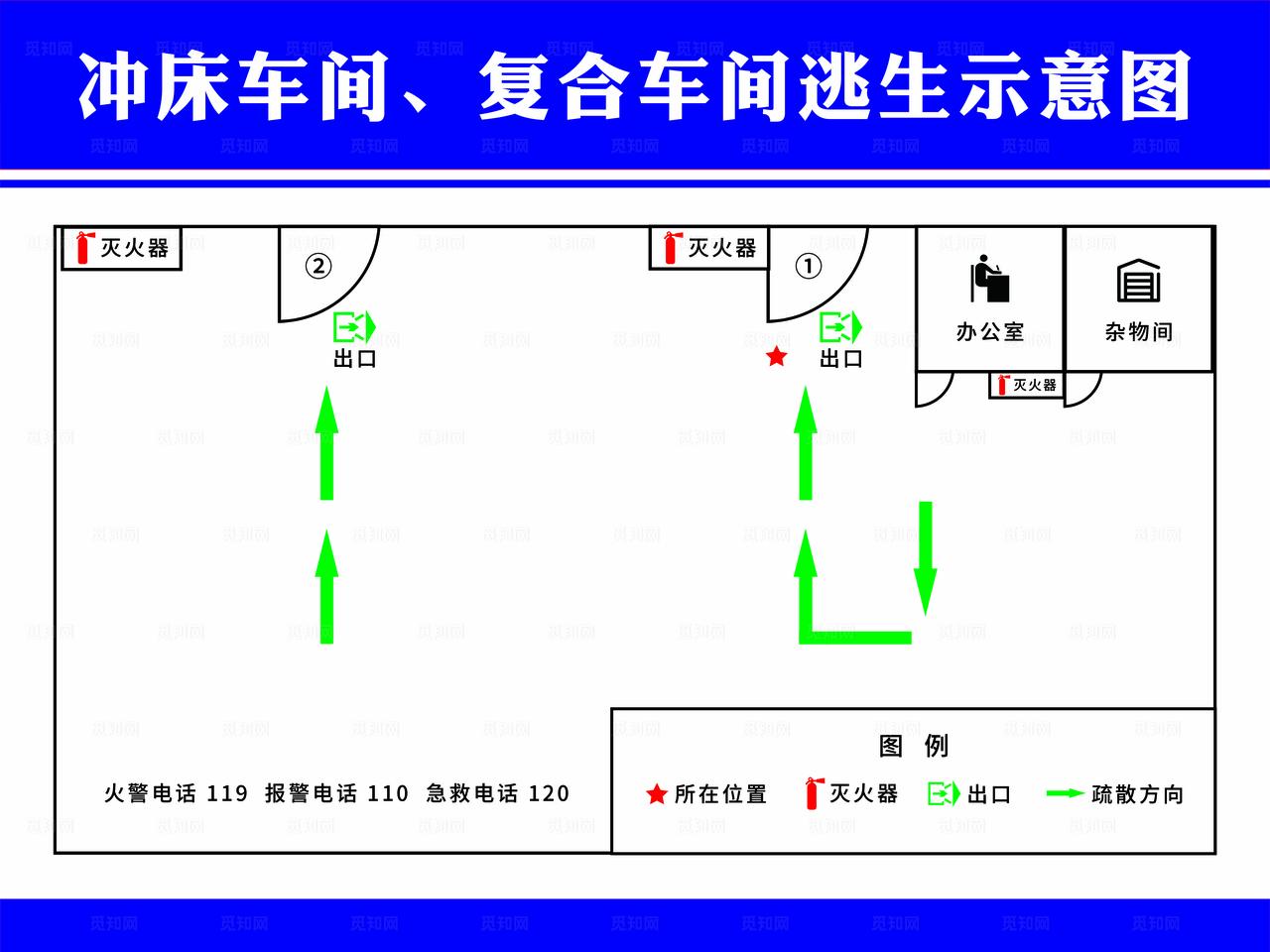 车间逃生示意图图片