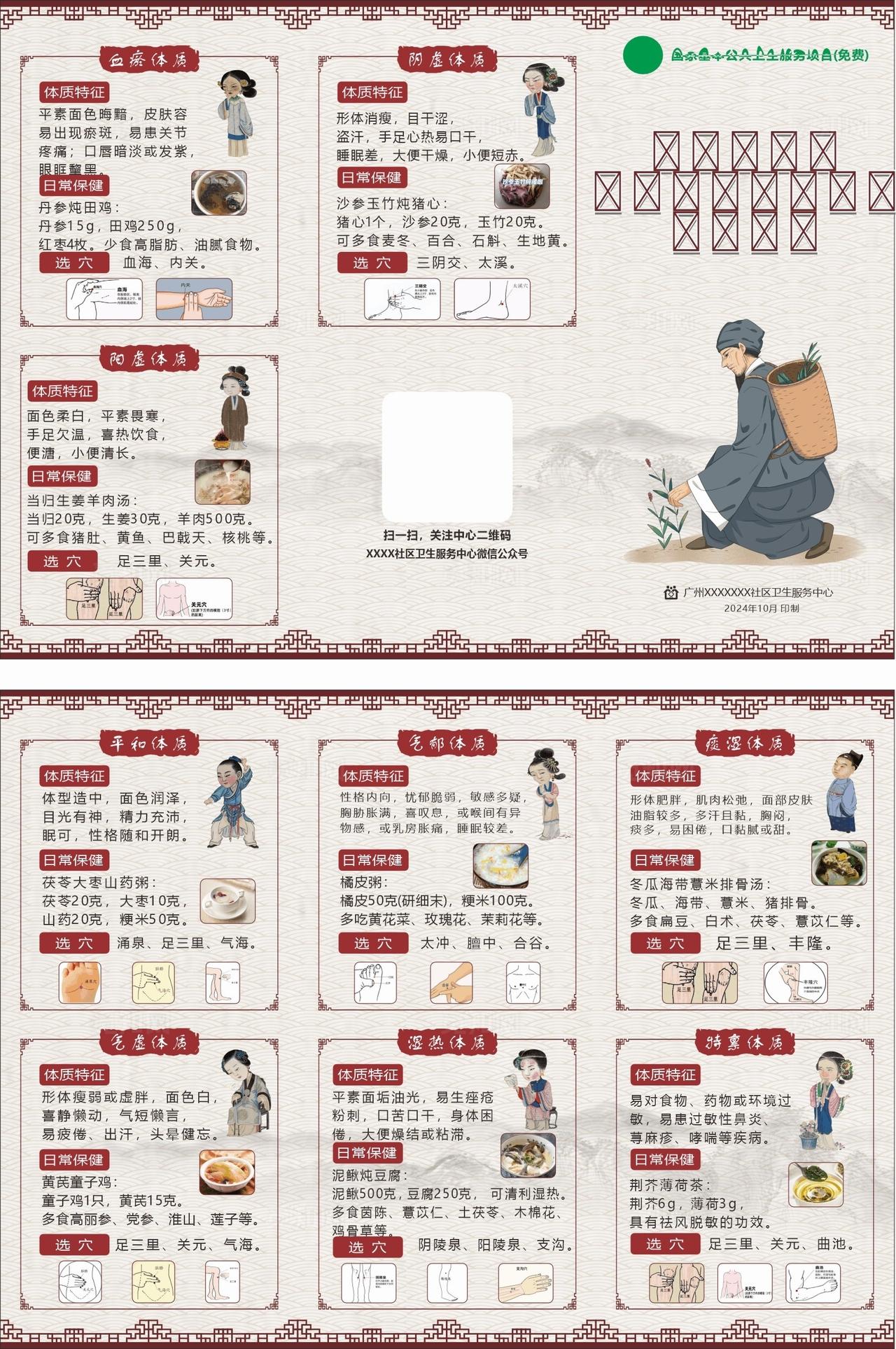 老年人中医折页 九种体质折页图片
