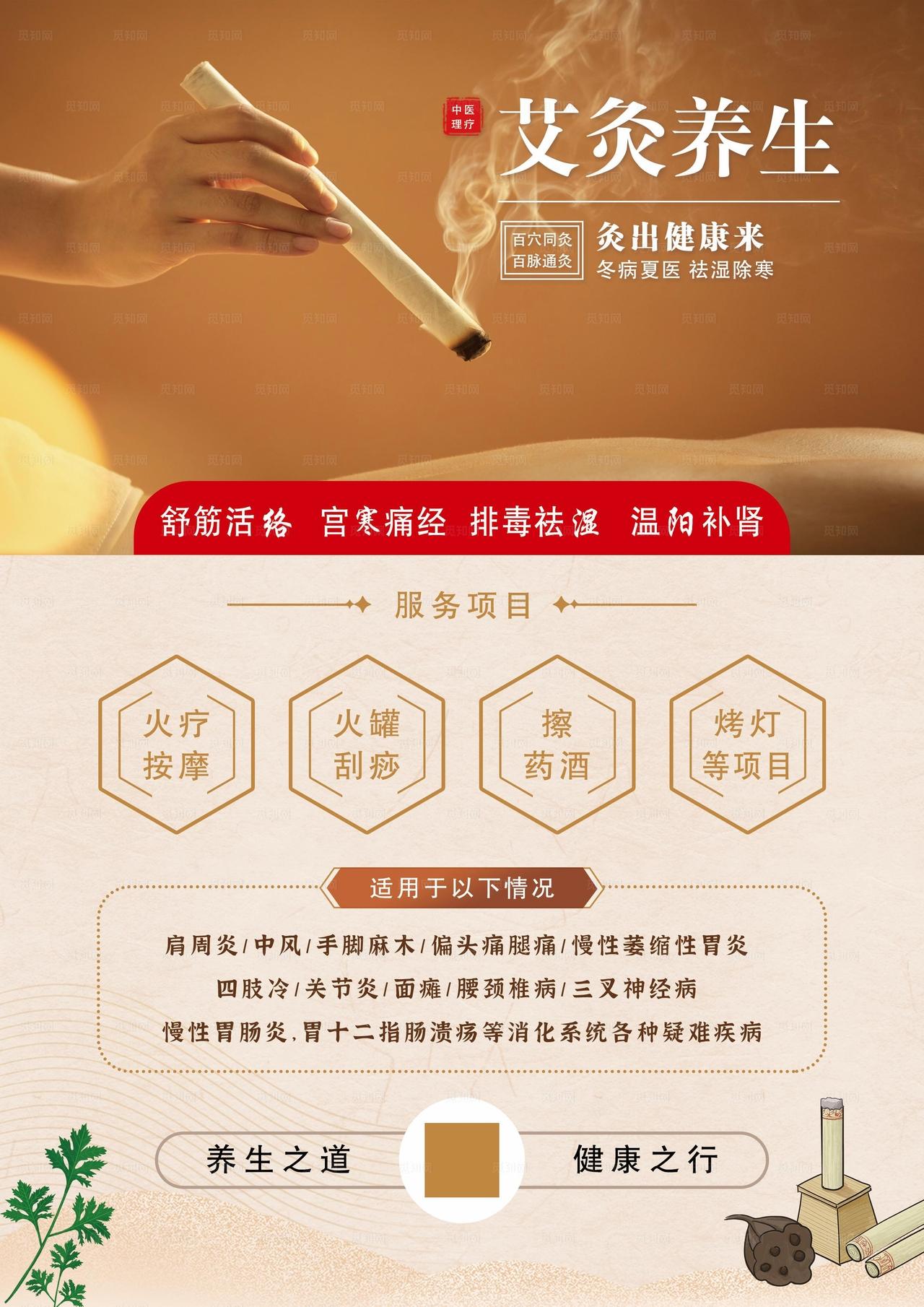 艾灸养生海报图片