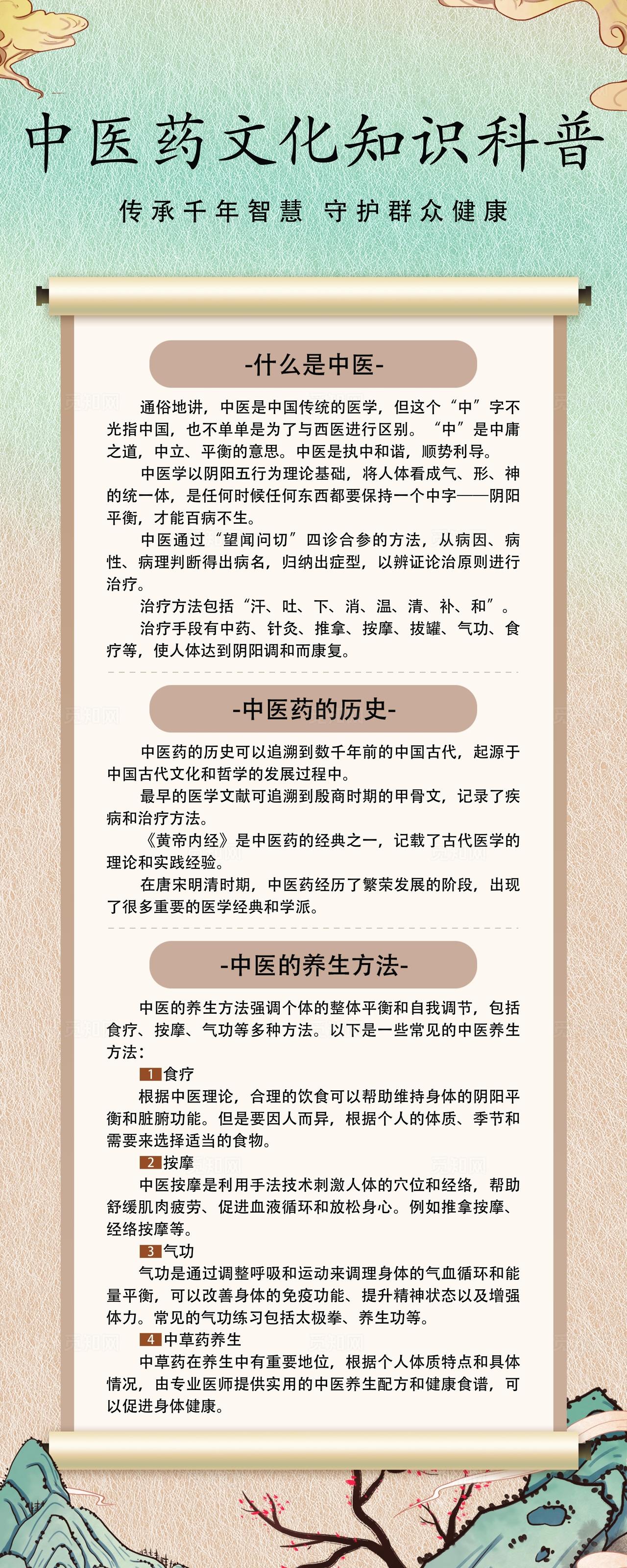 中医药文化知识科普易拉宝展架图片