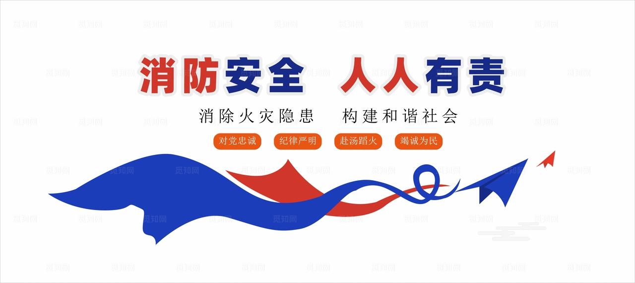 消防安全人人有责文化墙设计矢量图片