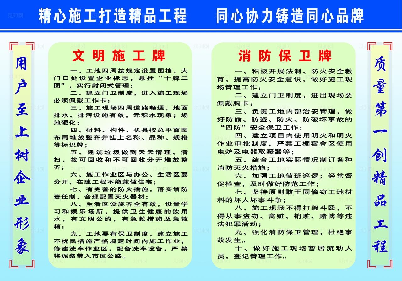 文明施工牌建筑工地消防保卫牌图片
