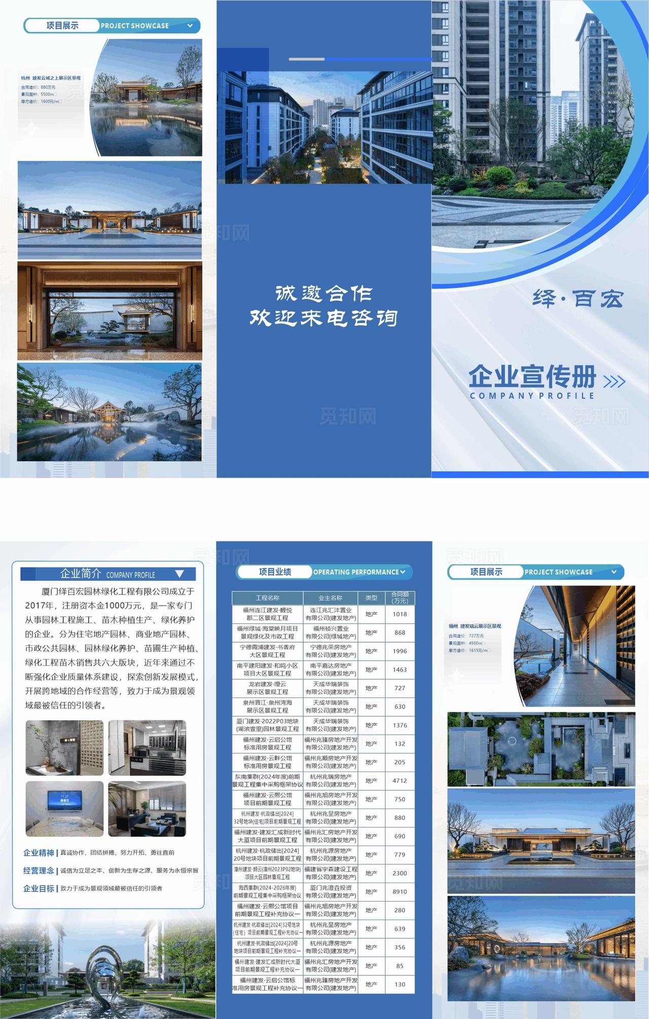 企业蓝色 三折页图片