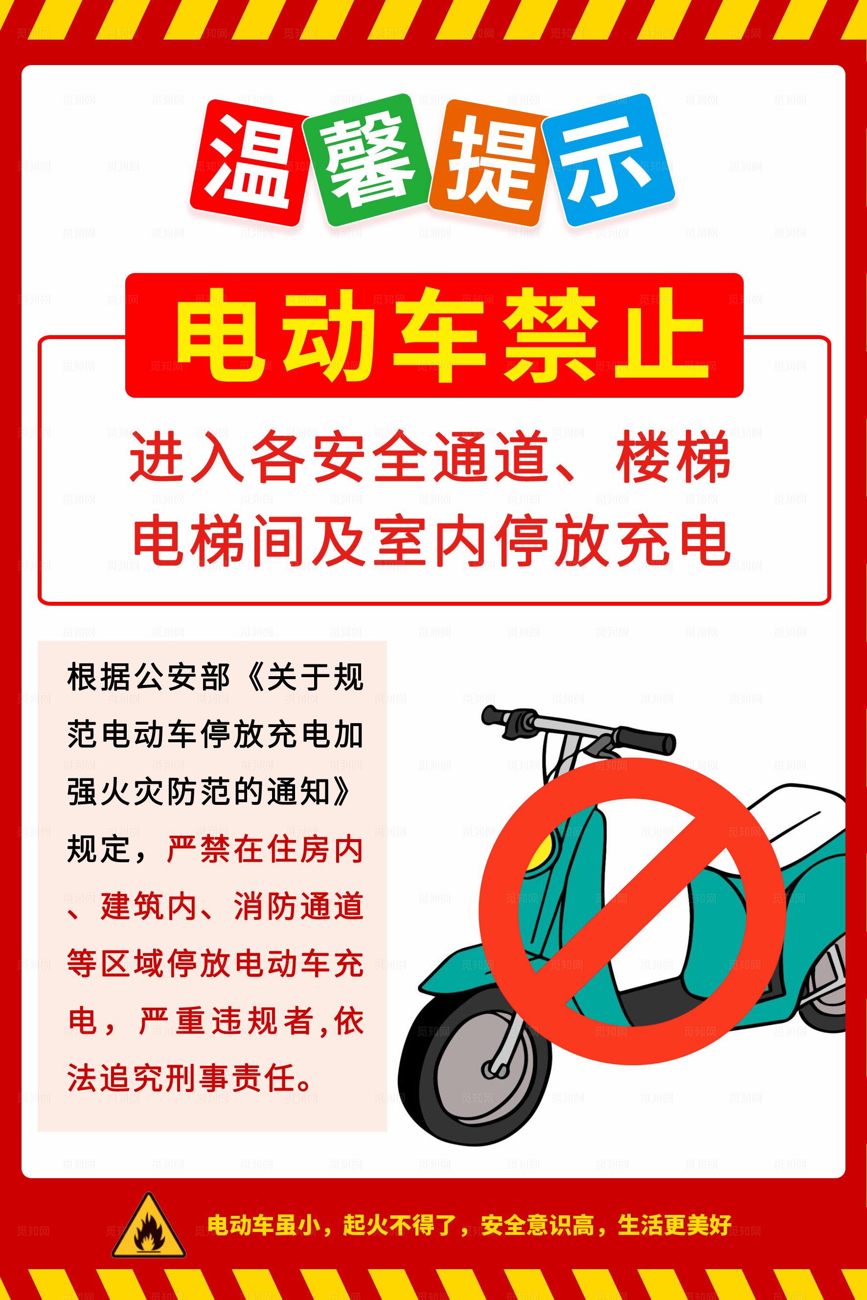 电动车禁入安全通道温馨提示图片