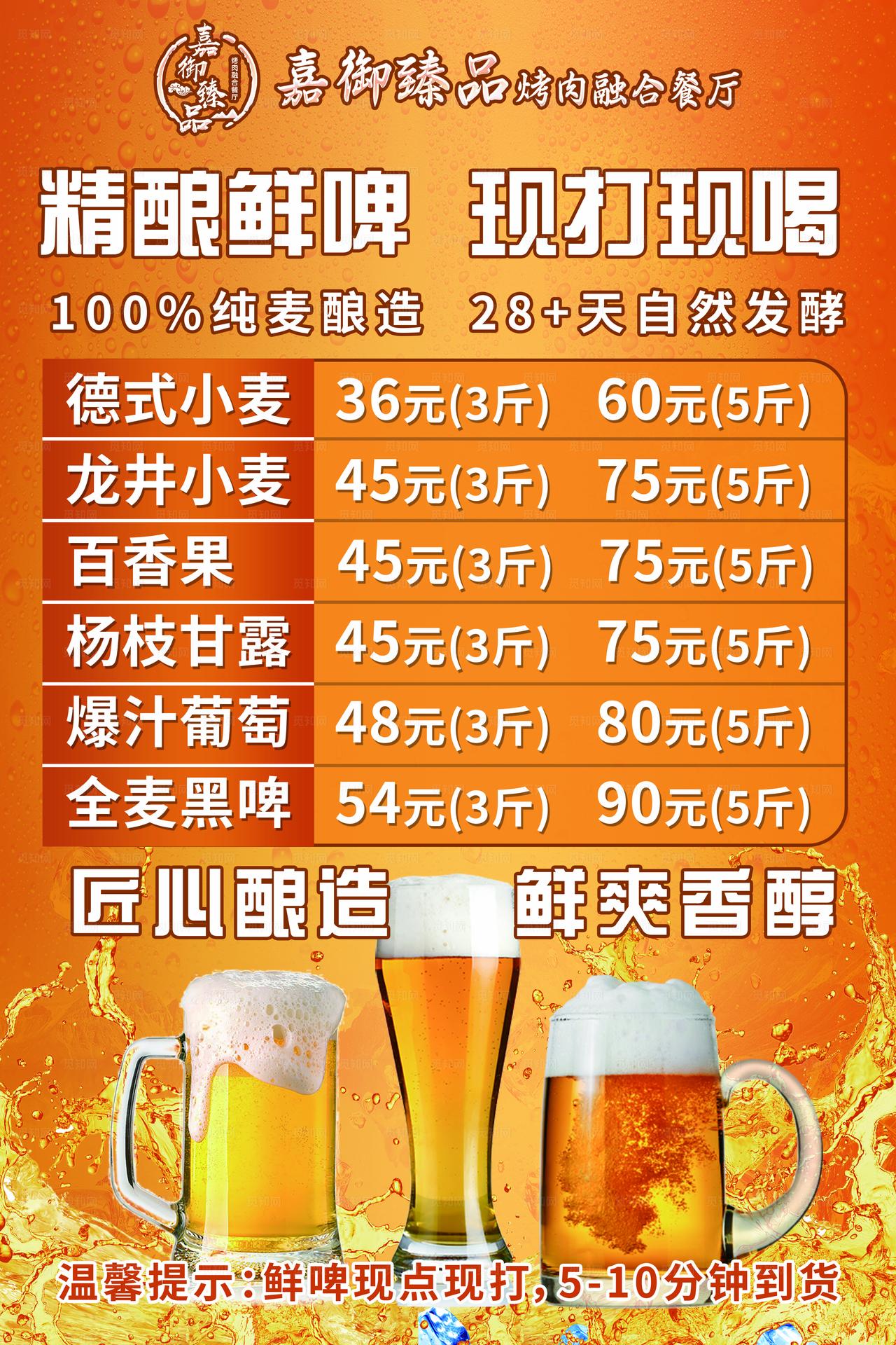 啤酒价目表图片