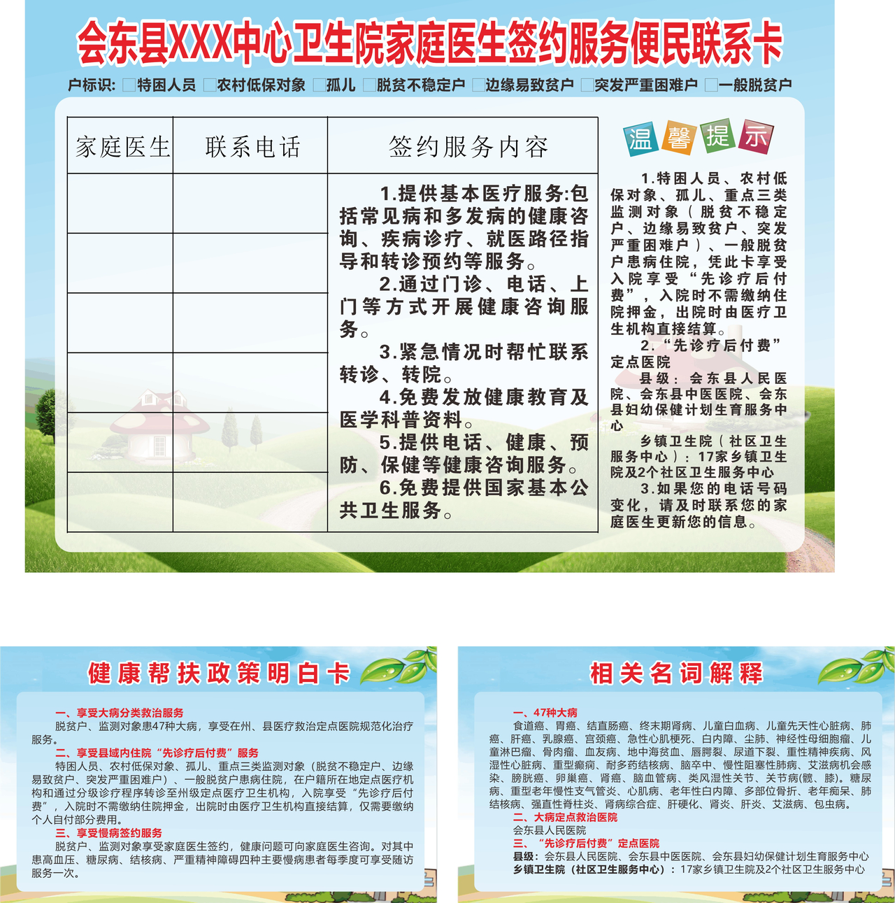 社区服务中心便民服务联系卡图片