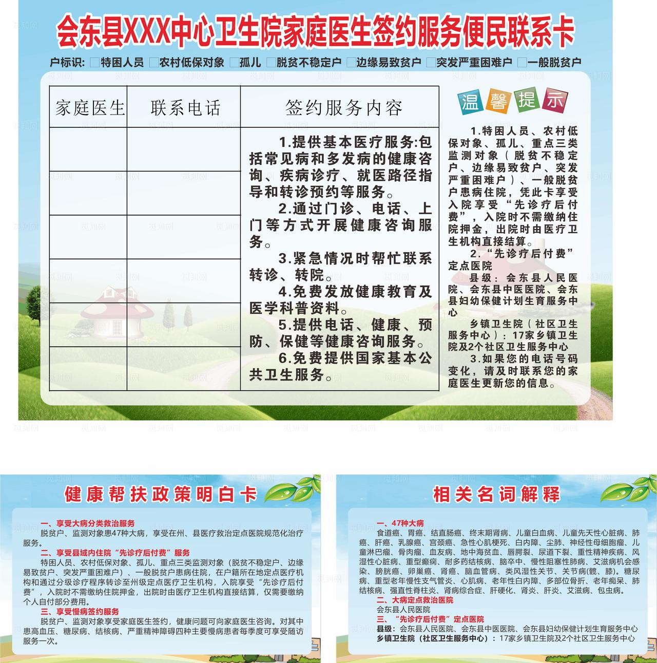 社区服务中心便民服务联系卡图片