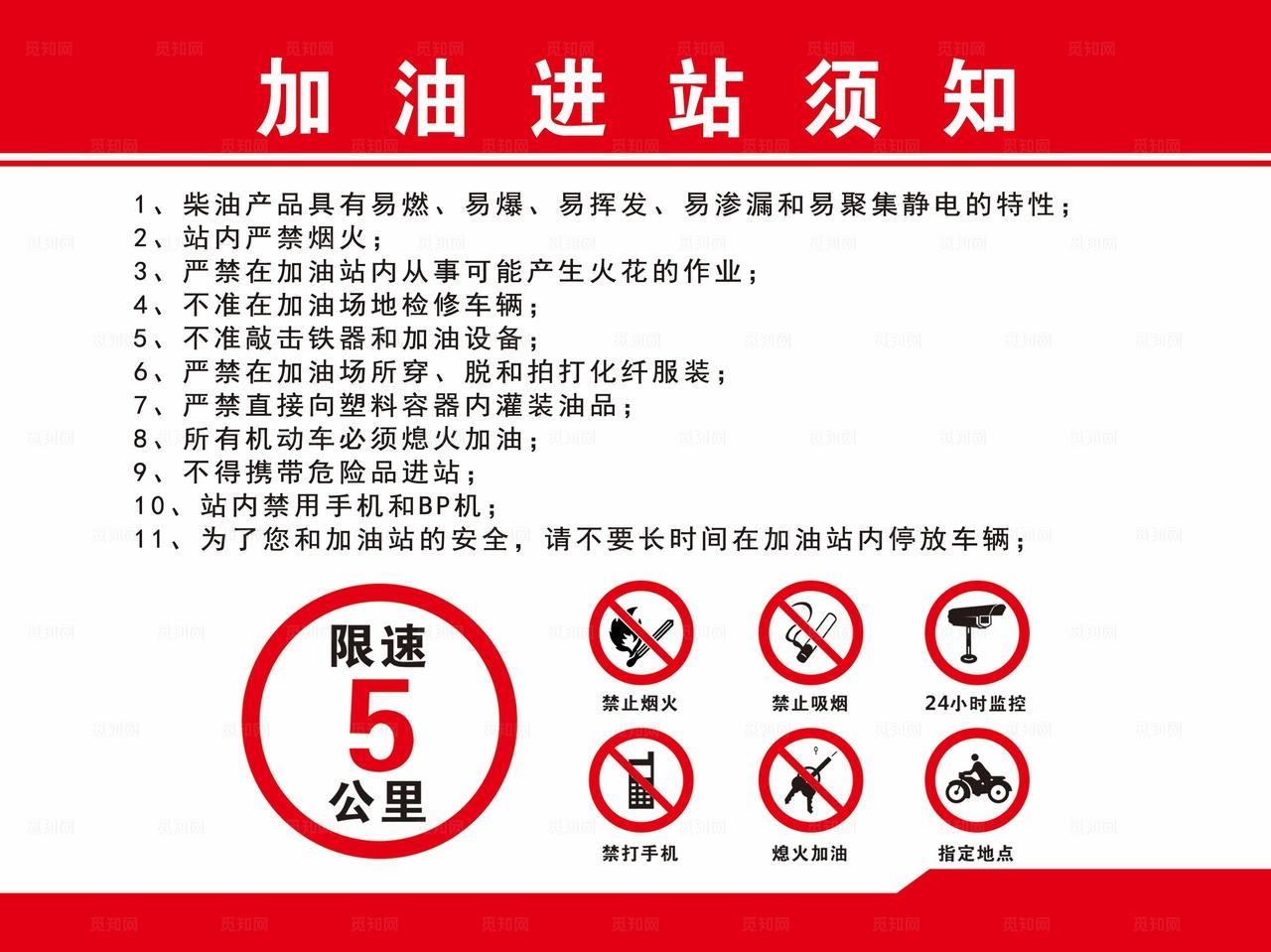 加油站进站须知及禁示标志图片