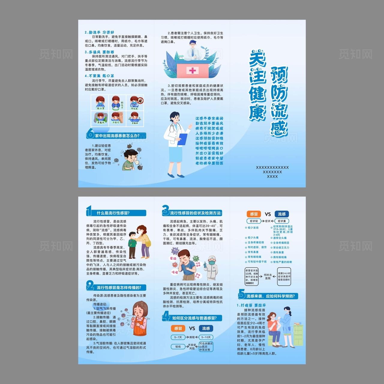 预防流感关注健康彩页图片