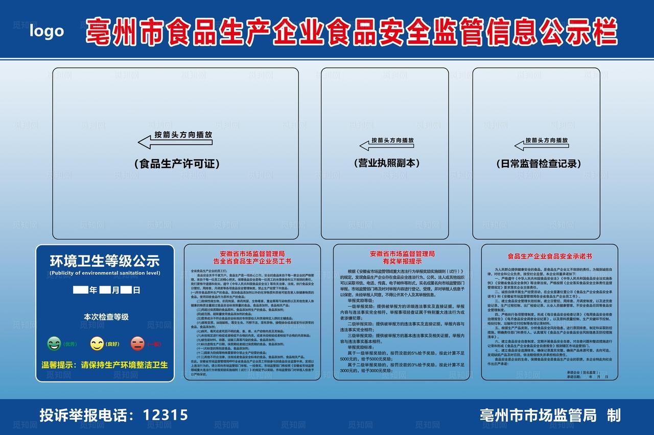 食品安全公示栏图片
