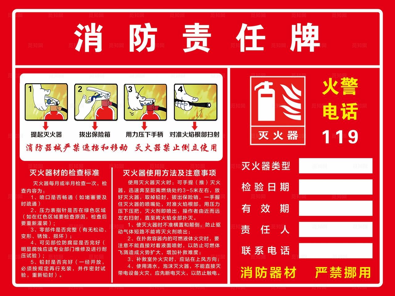 消防责任牌图片